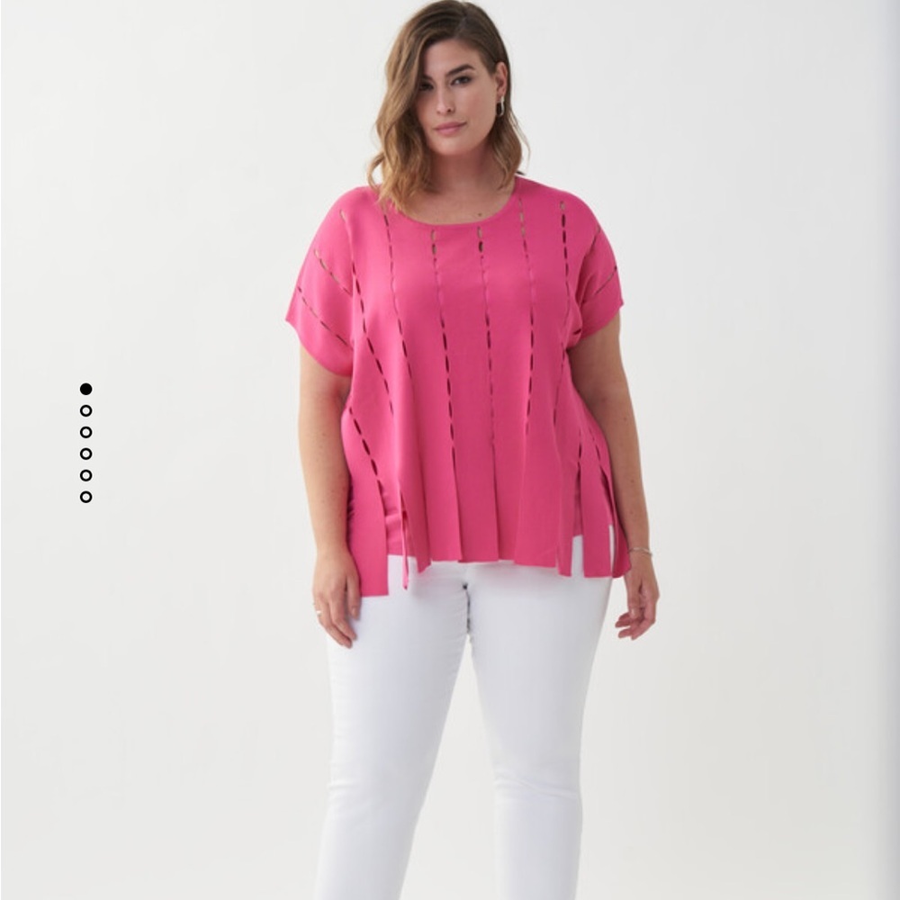 Joseph Ribkoff Casual Scoop Neck Pullover 2 Piece Woman Large Pink Ponti Knit